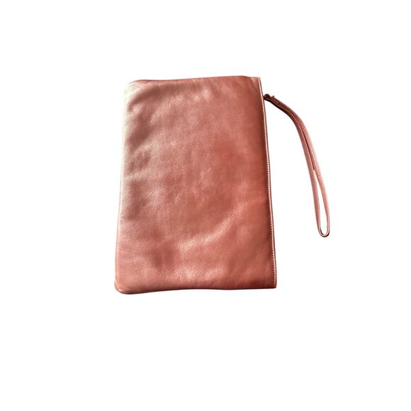 Vintage Etienne Aigner Clutch Wristlet Bag Burgundy Leather Gold Logo Accent - Picture 4 of 5